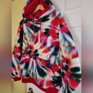 ASOS DESIGN Oversized Plush Fleece Tie Dye Hoodie Men's Medium Cozy
